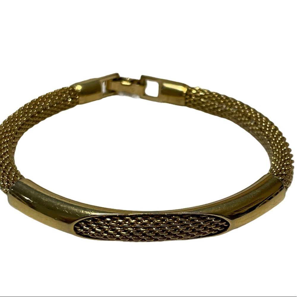 Vintage Avon Mesh Chain Tubular Bracelet Gold Tone